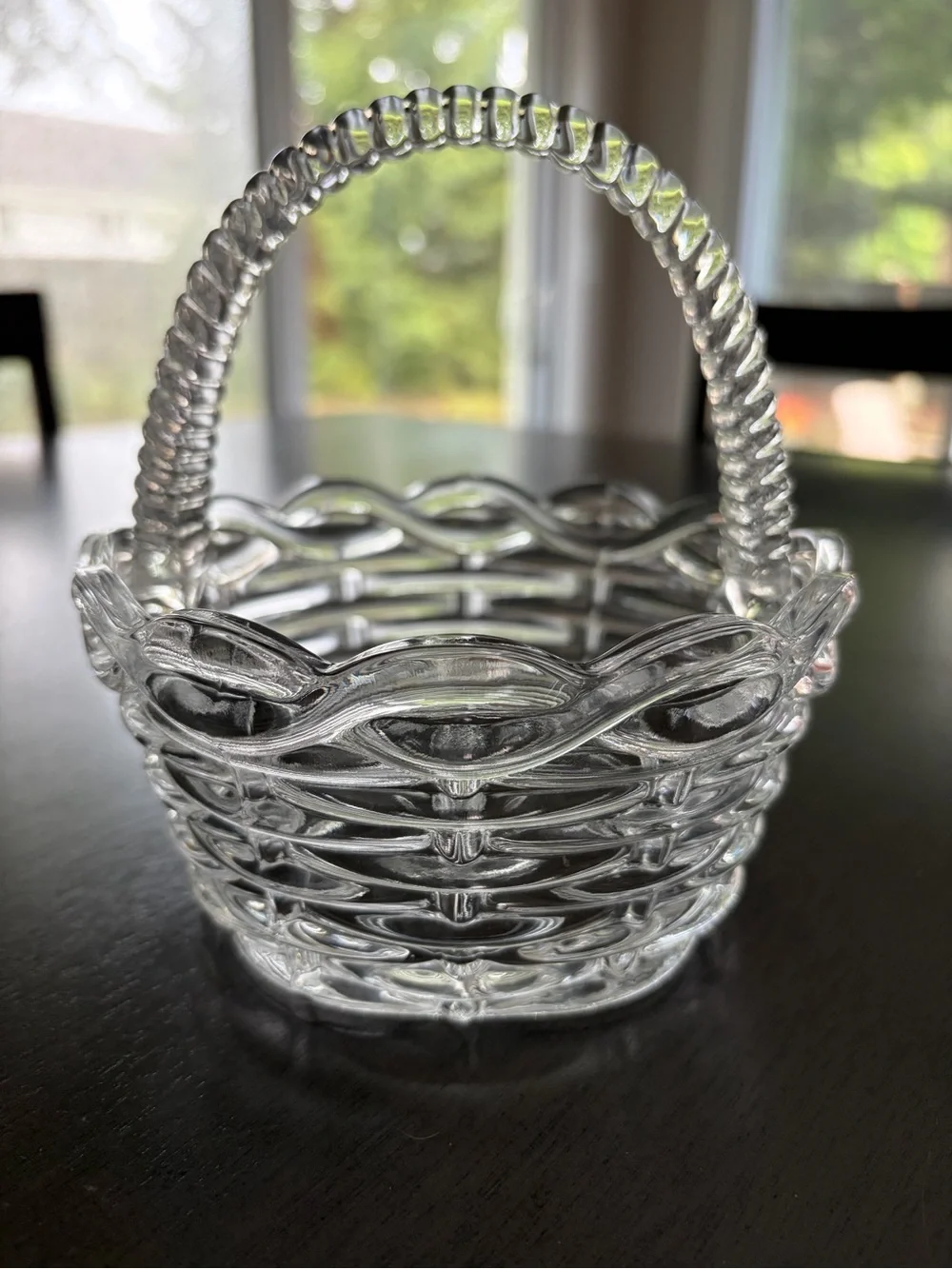 Clear Glass Basket Decorative Bowl with Handle - Home Accents